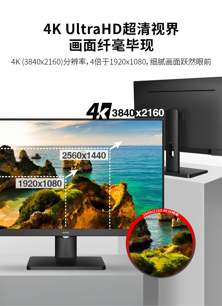 KOIOS K2724U 27 Inch 4K Monitor Design & Home UHD Display Narrow Frame Desktop PC LCD IPS Panel Screen 3840*2160 HDMI-compatib DP插图2